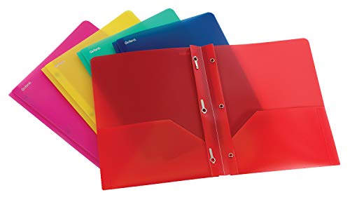 Oxford Translucent Two-Pocket Poly Portfolios, Assorted Colors, Letter Size, 25 per Pack, (99811EE)