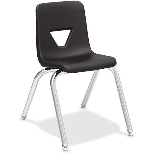 Lorell 16" Seat-Height Student Stacking Chairs, Black, 4 Count