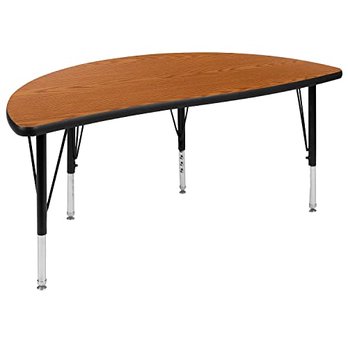 Flash Furniture 47.5 in Half Circle Activity Table, Oak