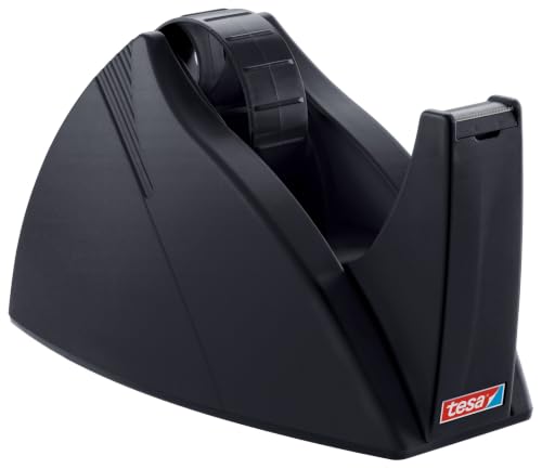 tesafilm Easy Cut Home and Office Desk Dispenser for Adhesive Tape for use at Home and Office - Black, for Tape Sizes 66 m x 25 mm