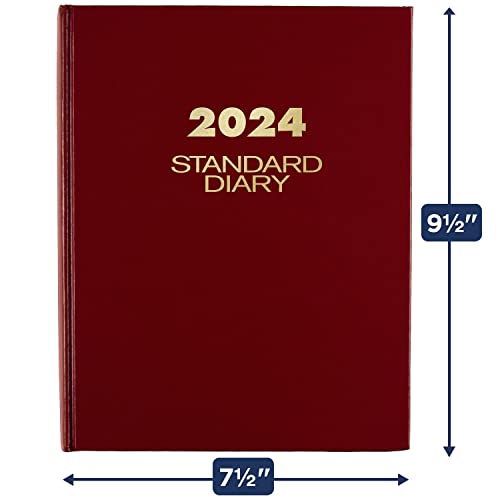 AT-A-GLANCE 2024 Daily Diary, Standard Diary, 7-1/2" x 9-1/2", Medium, Hardcover, Red (SD3741324)