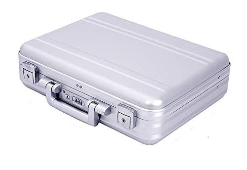 urecimy Large Aluminium Briefcase 18.1X13.8X6.1 Inch Combination TSA Lock Metal Attache Toolbox Cash Case 15.6 Inch Notebook Brief Case Toolkit with Foam Silver