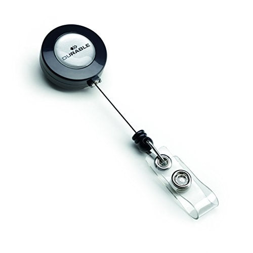 Durable Badge ID Card Holder, Open Face & Badge Reel, 3.75"x2.75", 10 Pack