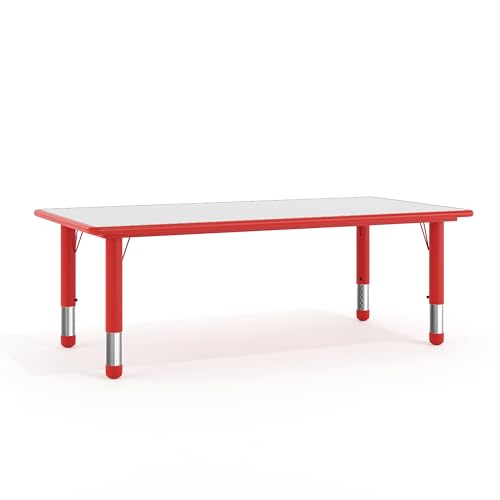 Flash Furniture Kids 47.25x23.6 in Plastic Activity Table, Red/Gray