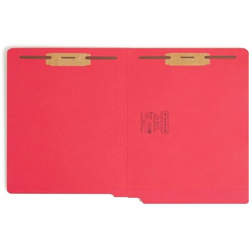 Smead End Tab Fastener File Folder, Shelf-Master® Reinforced Straight-Cut Tab, 2 Fasteners, Letter Size, Red, 50 per Box (25740)