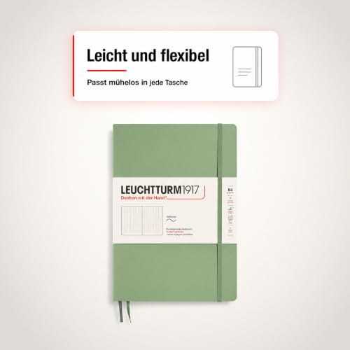 LEUCHTTURM1917 - Notebook Softcover Composition B5-123 Numbered Pages for Writing and Journaling (Dotted, Sage)