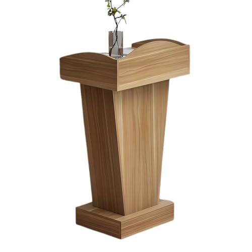 BGEDL Wooden Podium Stand, Floor Standing Speaking Poidum Lectern Stand, Church Pulpit with Storage, Portable Podium Stand Walnut Color, Wooden Pulpit for Churches, Office, Classroom and Schools