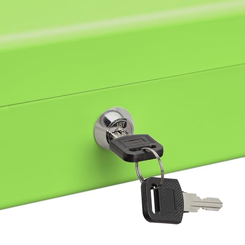 Relaxdays Lockable, Coin Count Board & 4 Money Tray, Safe, H x W x D: 8.5 x 30.5 x 24.5 cm, Green