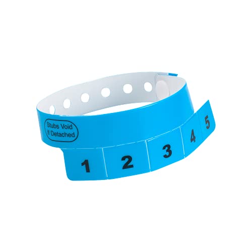 500 WristCo Neon Blue 5 Tab Vinyl Cash Tag Wristbands for Events