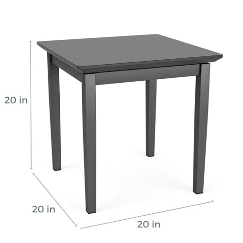 Lenox Steel Reception Waiting Room End Table/Charcoal Steel/Mahogany