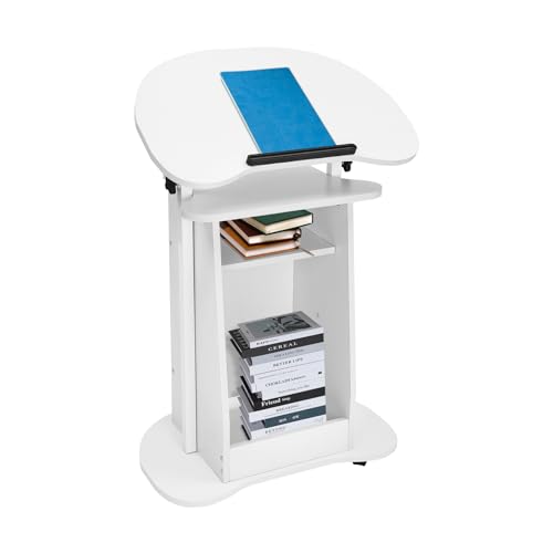 GUIAFUHYE Portable Presentation Stand,Foldable Tabletop Podium, Portable Lectern, Portable Desktop Presentation Podium Stand (White)