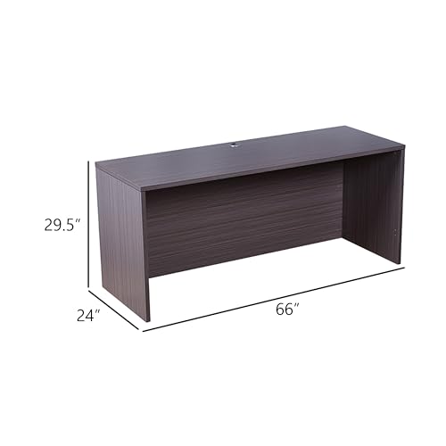Benzara REO Credenza, 66 Inch Rectangular Top, Driftwood Smoke Gray Wood