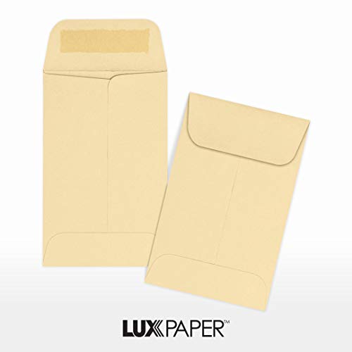 LUXPaper #1 Coin Envelopes in 80 lb. Nude, Envelopes for Coin Collections, Garden Seeds, Stamps, and More, w/Moistenable Glue, 1000 Pack, Envelope Size 2 1/4 x 3 1/2 (Nude)
