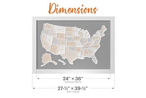 50 States USA Photo Map - Frame Optional - Made in America (Driftwood, Black Frame)