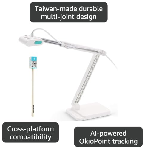 OKIOLABS OKIOCAM S2-4K Ultra HD 8MP USB Document Camera for Teachers & Classrooms with OKIOPoint AI-Tracking, Capture Near-Ledger Size, Great in Low Light, Support Mac, USB-C iPad, Interactive Display