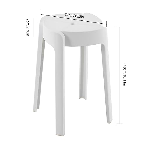 XZMHXDXH 5 Pack Plastic Stackable Stools,18" Plastic Round Stools,Portable Nesting Stackable Stool,Multipurpose Round Chairs Backless Bar Stool for Home Office Kitchen Garden (5, White)