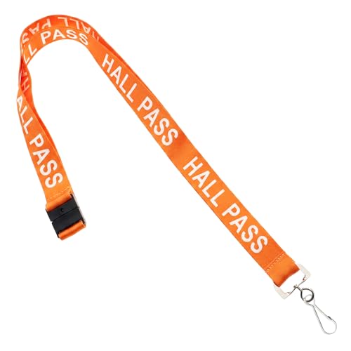 Specialist ID Bulk 100 Pack - Hall Pass Lanyards with Safety Breakaway Clasp - High Visibility Printed Neck Straps for School ID Badges & Custom Passes, Soft, Durable for Students (Orange)