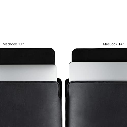 Alto Laptop Sleeve Case for MacBook Air and Pro Retina, Protective Italian Leather Case Designed for MacBook Air and Pro Retina 13inch 13.3 inch 14 inch (Raven Black)