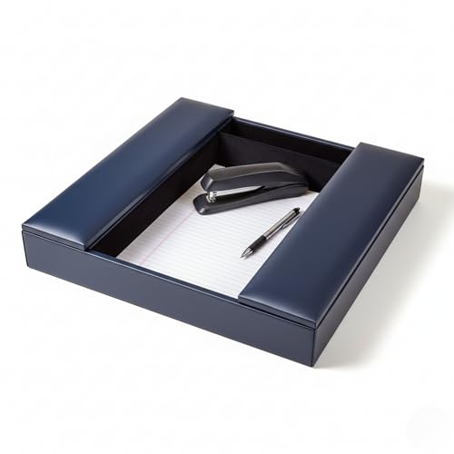 Dacasso A4690 Leatherette Enhanced Conference Room Organizer Leatherette Conference Room Organizer, Navy Blue