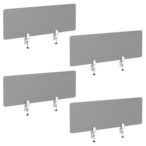 Desk Divider 4 Pcs Desk Privacy Panel 47.2''L x 15.8W'' Office Partitions Grey Acrylic Panel Pack of 4 Desk Divider Partition with Adjustable Universal Base Brand: Yeaborn