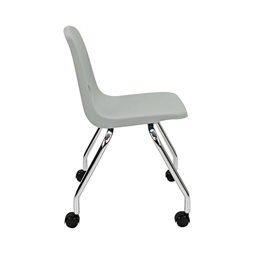 FDP 18" Mobile School Chair with Wheels for Teens and Adults - Light Gray