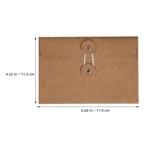 Durable 200pcs with String Tie Closure Clasp Kraft Paper Envelopes Retro Invitation Card Vintage Brown European Style