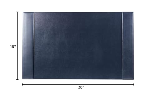 DACASSO Bonded Leather Desk Pad with Side Rails - Luxury Leather Desk Blotter for Writing (30 x 18, Navy Blue)
