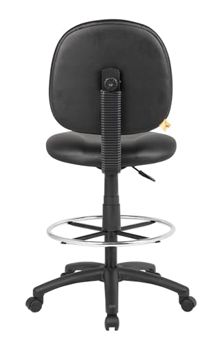 Scranton & Co Adjustable Drafting Stool, 26.5"-31.5" Seat Height, Fabric, Black Finish, Contoured Back, Extra Large Cushion, Pneumatic Height Adjustment, Ergonomic Office Chair for Workspace Use