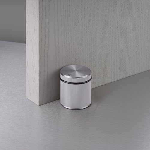 Buster and Punch Door Stops, Wall Mount, Floor Mount, Freestanding, Cross Knurl, Linear, Knurl, Multiple Colors, Black, Brass, Steel, Smoked Bronze (Steel, FREESTANDING)