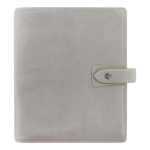 Filofax Malden Organizer, A5 Size, Stone - Tactile, Full-Grain Buffalo Leather, Six Rings, Cotton Cream Week-to-View Insert, Multilingual (C025810)