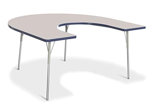 Jonti-Craft Berries 6445JCA112 Horseshoe Activity Table, A-Height (24"-31" Adjustable Height), 66" x 60", Gray/Navy/Gray