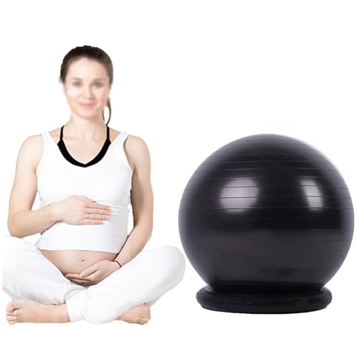 Yoga Ball Chair Birthing Ball Chair for Pregnancy, Yoga Ball Seat for Back Pain Relief, Exercise Ball Chair with Base, Balance Ball Chair for Office Home ( Color : Black , Size : Diameter 75cm ( 29 1/