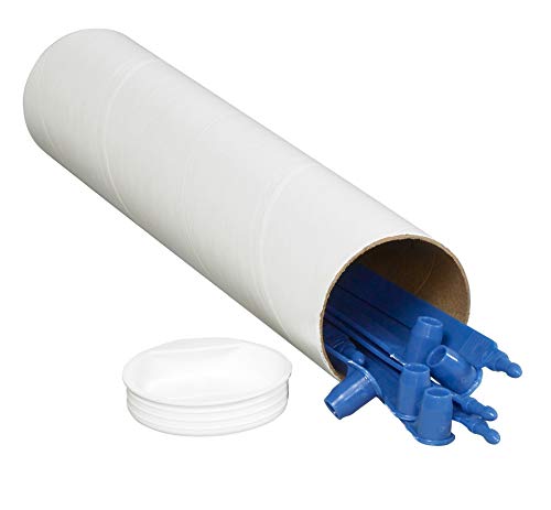 BOX USA White Mailing Tubes with Caps 2" x 6", 50-Pack