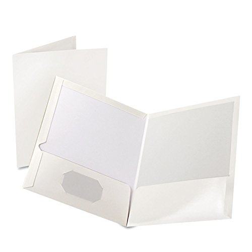 Oxford Executive-Style Laminated Portfolios, 8-1/2"x11", White, 25/Box ESS51704