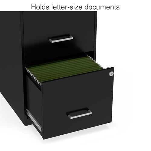 Staples 2-Drawer Vertical File Cabinet, Letter Size, Lockable, Black