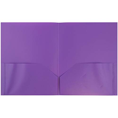 JAM PAPER Plastic 2 Pocket POP Folders - Durable School Folders - Purple - Bulk 96/Pack