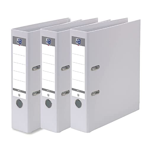 Oxford Smart Pro+ A4XL Lever Arch Files 80 mm Spine 2 D-Rings Polypropylene Cover White (Pack of 3)