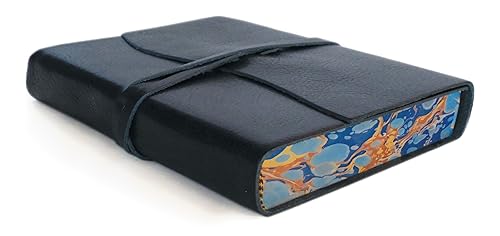 CAVANILLI & CO. Cavallini Roma Lussa Leather Journal, 6x8 inch, Hand Made in Italy, Blue