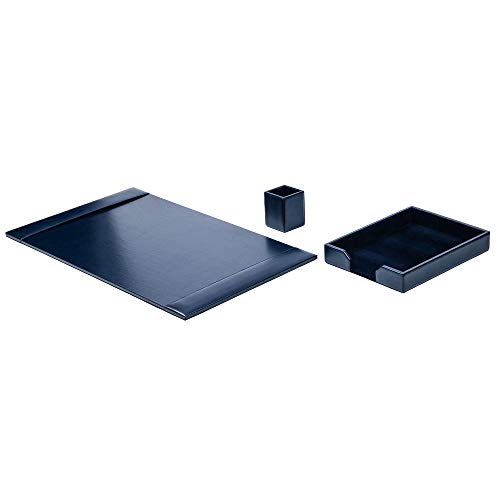 DACASSO Bonded Leather Desk Set - Luxury Leather Desk Pad & Desk Organization Essentials (Navy Blue, 3 Piece)