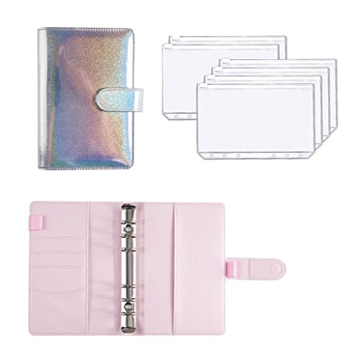 A6 Binder Budget PU Leather PlannerPockets Expense Sheets Notebook Cash Envelope Organizer System with Clear Zipper(One Size)