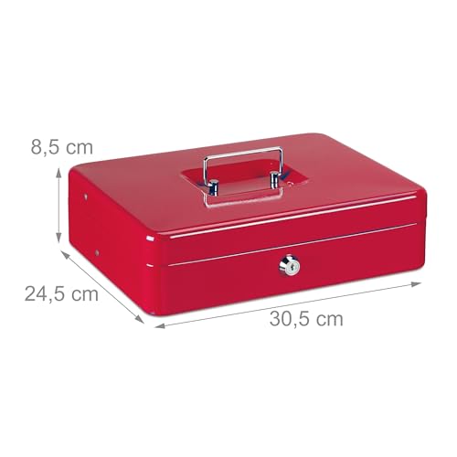 Relaxdays Cash Box, Coin Counter Tray Lockable Portable Change & Notes, H x