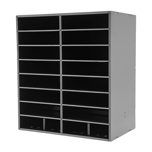 MARTEXBUY Classroom Mailbox, Literature Organizer, 16-Slot Desktop File Sorter Mail Center, Paper Organizer Storage Cabinet for Office School Home (Black)