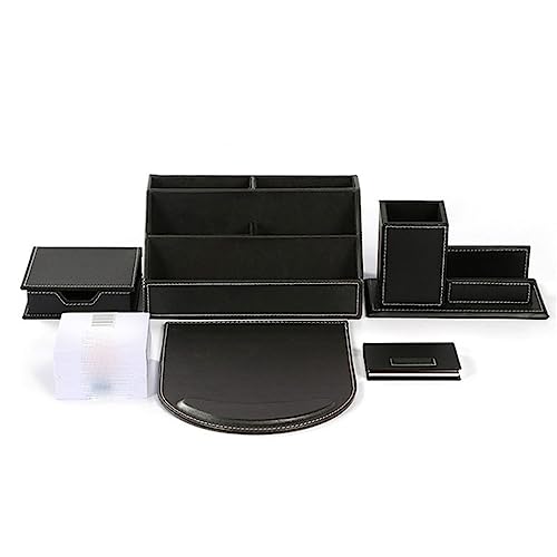 AFPSDLFJDLS Desktop Organizer Set Pen Holder With Business Card Holder Memo Box Paper Notes Pad Stationery Organizer(D)