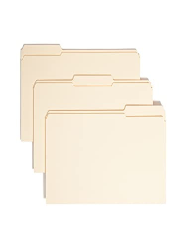 Smead File Folders Letter Size, Reinforced 1/3-Cut Tab, Assorted Positions, Letter Size, Manila Folders 8.5 x 11, 100 per Box (10334)