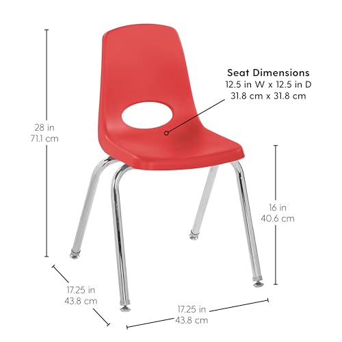 FDP 18" School Stack Chair with Swivel Glides, Red, 2-Pack, 13050-RD
