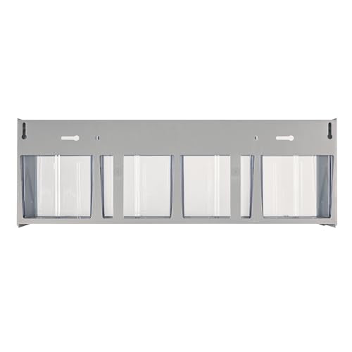 Deflecto Four-bin horizontal tilt bin storage system, 23-5/8w x 6-5/8d x 8-1/8h, Gray (20409B1PK)