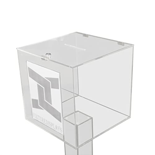 FixtureDisplays® Clear Plexiglass Acrylic Large Floor Standing Tithing Box Ballot Box Church Donation with Sign Holder 14301+12065