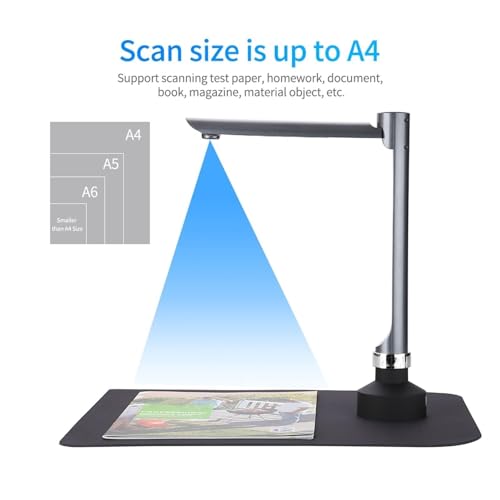 Document Camera, F60A USB Document Camera Scanner, 5 Megapixel HD A4 Capture Size, with LED Light Teaching Software for Teacher Training, Improve Efficiency for Live Demo, Distance