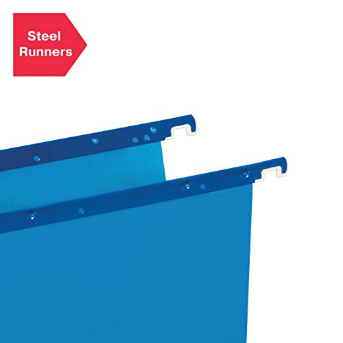 Rexel A4 Heavy Duty Suspension Files with Tabs and Inserts for Filing Cabinets, 15 mm V Base, Polypropylene, Blue, Crystalfile Extra, Pack of 25, 70636