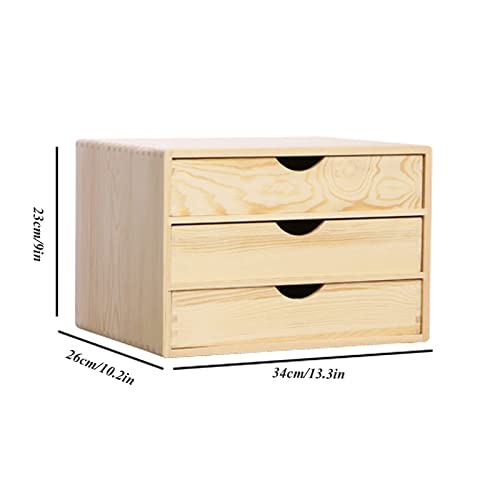 EliteBloom Drawer Type Multi Layer A4 Flat File Cabinet - Desktop Solid Wood Storage Box, File Organizer, Office Supplies Organizer for Home Office Counter Craft Decoration,3 Layers